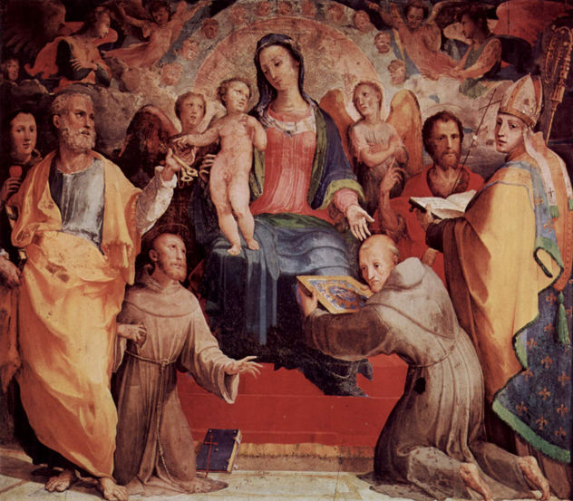 Altarretabel en el Oratorio de San Bernardino en Siena, tabla principal.