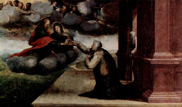 Saint Catherine Receives the Stigmata, with Saint Benedict and Saint Jerome, altarpiece, predella.
