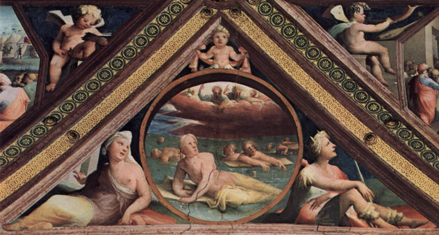 Ciclo de frescos en el antiguo Palazzo Bindi Segardi, tondo en el arranque de la bóveda.