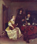 Young Woman, Two Men Playing the Lute.