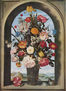 Jarrón de flores en un alféizar de ventana