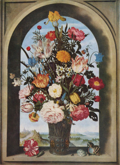 Vase of Flowers on a Windowsill 