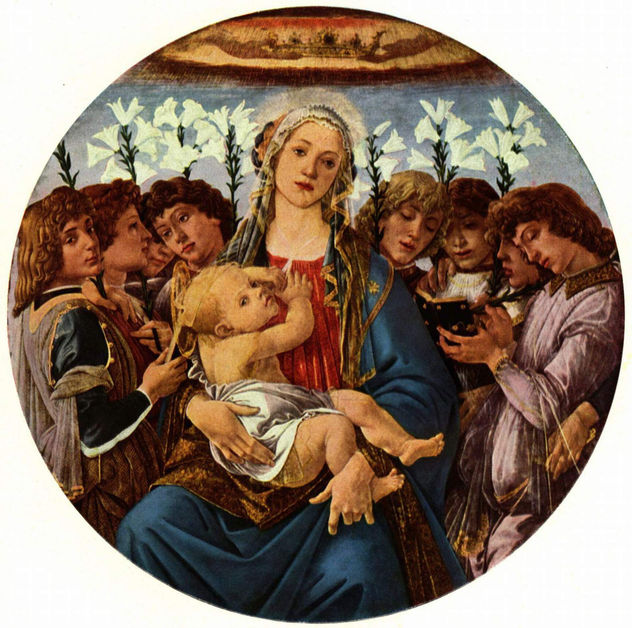 Virgen con ocho ángeles cantando (Madonna berlinesa), tondo