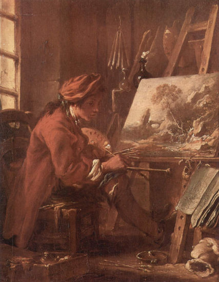 El pintor en su taller, autorretrato 