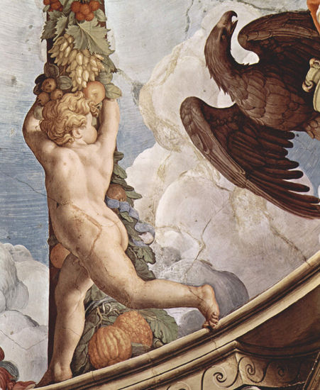 Frescos de la capilla de Eleonora de Toledo en el Palazzo Vecchio en Florencia, fresco de techo, detalle 