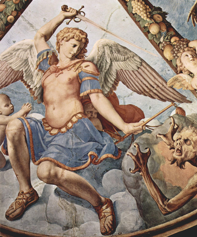 Frescos de la capilla de Eleonora de Toledo en el Palazzo Vecchio en Florencia, fresco de techo, detalle