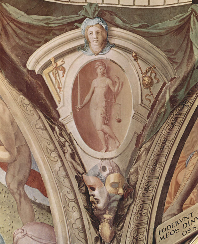 Frescos de la capilla de Eleonora de Toledo en el Palazzo Vecchio en Florencia, medallones en el intradós de la bóveda, escenas.