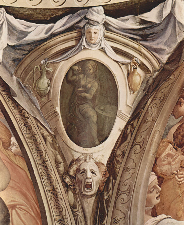 Frescos de la capilla de Eleonora de Toledo en el Palazzo Vecchio en Florencia, medallones en el intradós de la bóveda, escenas.