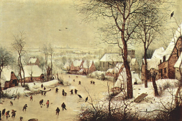 Winter Landscape with Skaters and Bird Trap 