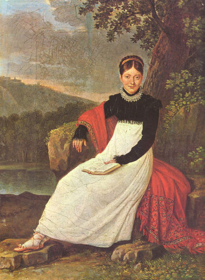 Retrato de la reina Carolina con el traje de una campesina napolitana. 