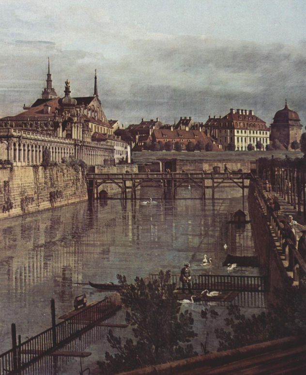 Vista de Dresde, El antiguo foso del Zwinger, visto desde la Naranjería hacia la ciudad, Detalle