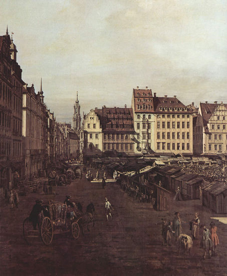 Ansicht von Dresden, Der Altmarkt von der Seegasse aus, Detail 