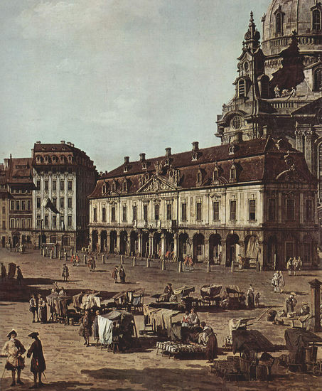 Ansicht von Dresden, Der Neumarkt von der Moritzstraße aus, Detail 