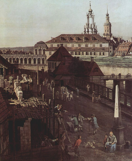 View of Dresden, The fortification works in Dresden, Moat of the fortress with bridge between the Wilschen Gate and the Post Column, Detail 