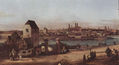 View of Munich, The Bridge Gate and the Isar, Munich seen from Heidhausen