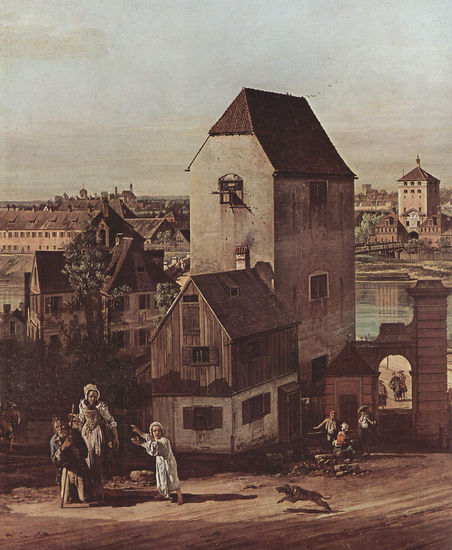 View of Munich, The Bridge Gate and the Isar, Munich as seen from Heidhausen, Detail 