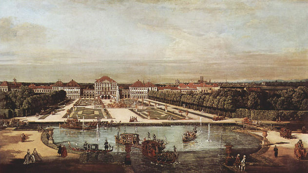Vista de Múnich, Palacio de Nymphenburg, visto desde el oeste.