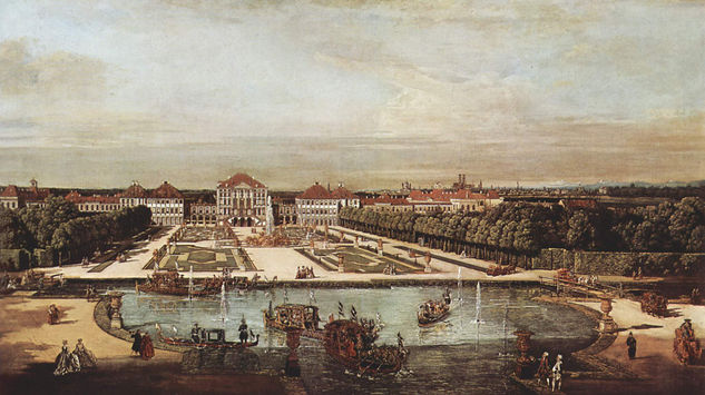 Vista de Múnich, Palacio de Nymphenburg, visto desde el oeste. 