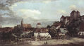 Vista de Pirna, Pirna vista desde el lado sur, con las fortificaciones y la puerta superior (puerta de la ciudad) así como la fortaleza Sonnenstein.