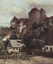 Vista de Pirna, Pirna vista desde el lado sur, con las fortificaciones y la puerta superior (puerta de la ciudad) así como la fortaleza Sonnenstein, detalle.