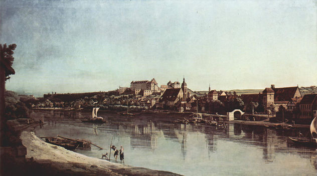 Vista de Pirna, Pirna desde Kopitz, con la fortaleza Sonnenstein.