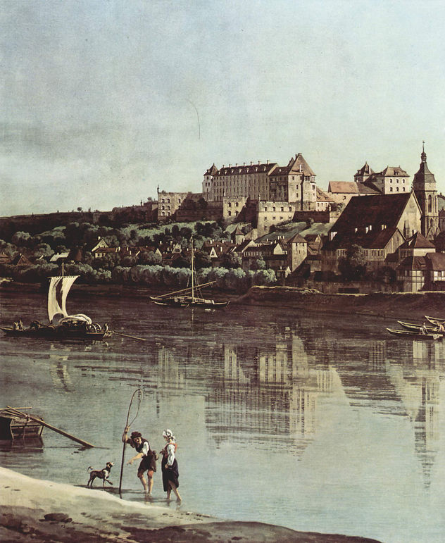Ansicht von Pirna, Pirna von Kopitz aus, mit Festung Sonnenstein, Detail