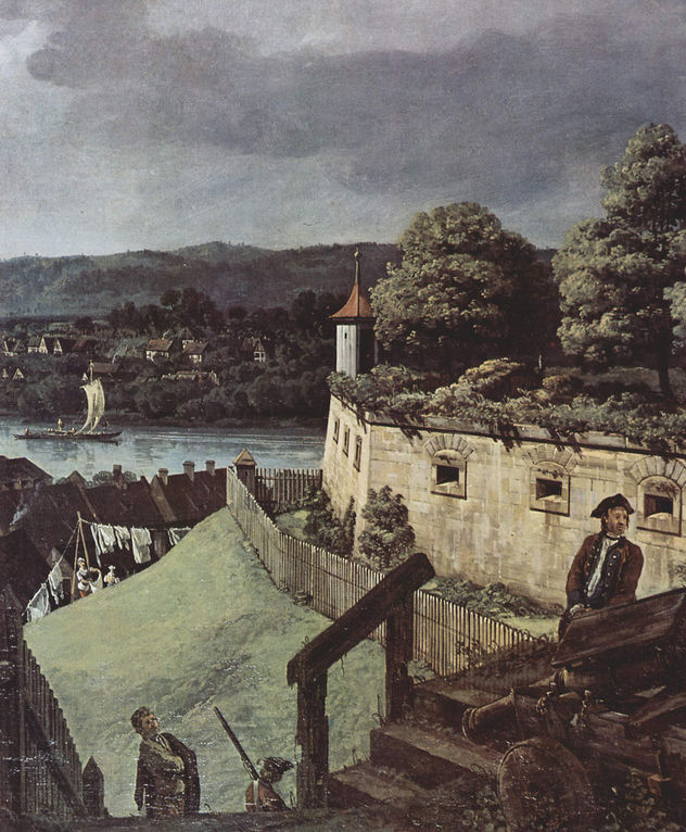 Ansicht von Pirna, Pirna, von der Festung Sonnenstein aus gesehen, Detail