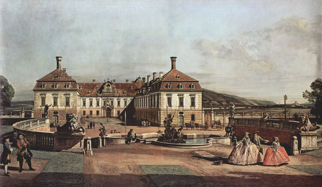 Vista de Viena, castillo, patio de honor con vista principal del castillo.