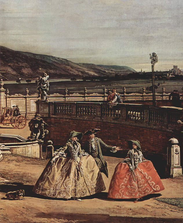 Vista de Viena, castillo, patio de honor con vista principal del castillo, detalle