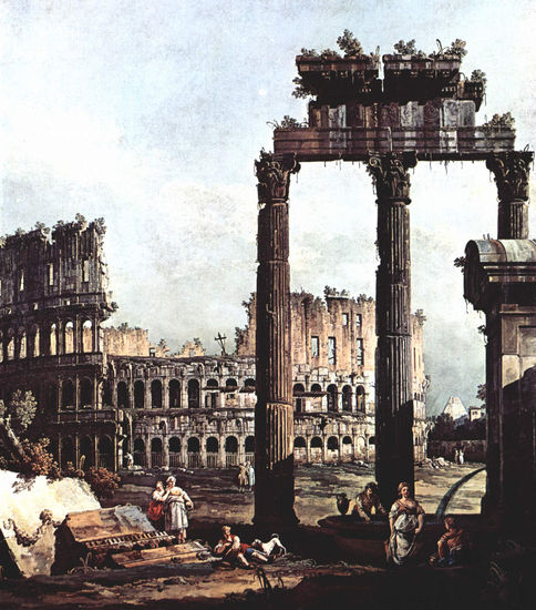 Capriccio Romano, Coliseo con las ruinas del templo de Vespasiano 