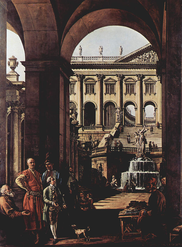 Capriccio, Schloßtor, Loggia y gran fuente en Vojoda Potocki
