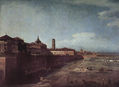 Turín, vista del palacio real desde el oeste.