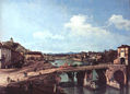 Turin, view from the northeast of the old bridge over the Po