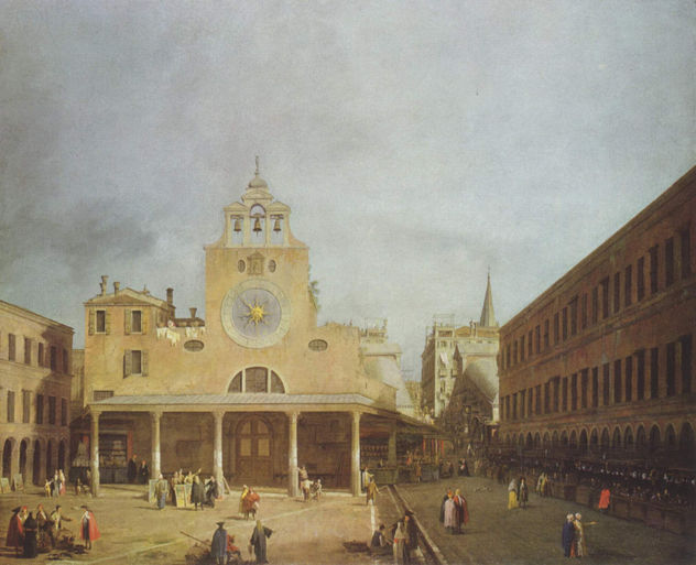 Plaza enfrente de San Giacomo de Rialto en Venecia