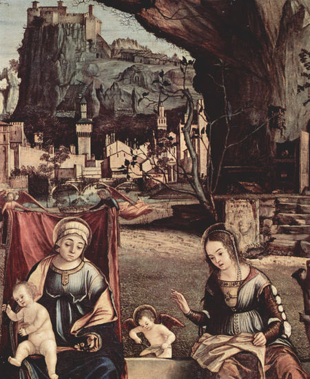 Madonna on Throne and John the Baptist, on the left. 