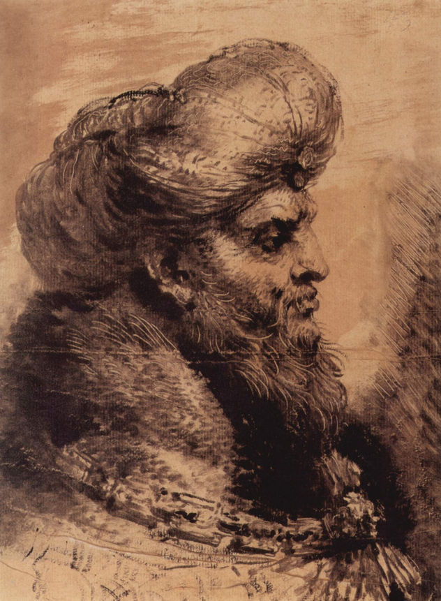 Cabeza de un oriental barbudo