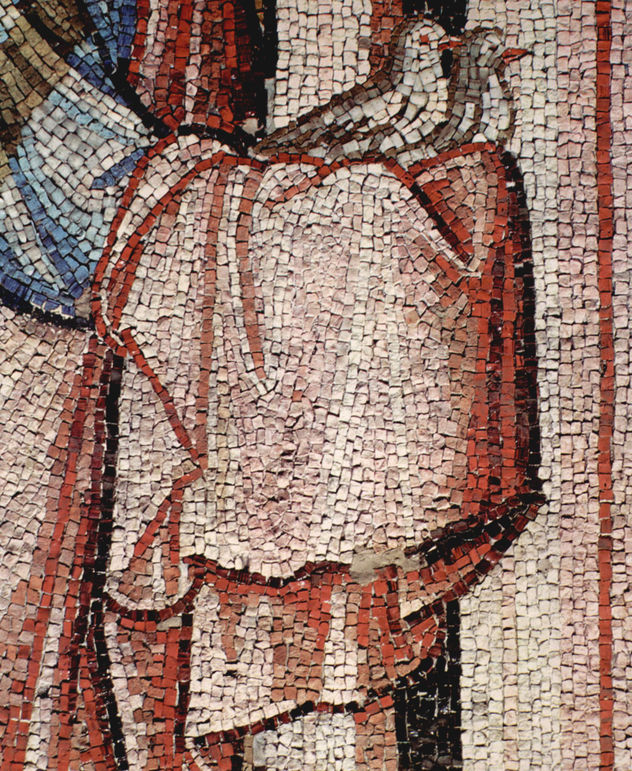 Mosaicos con ciclo de 6 escenas sobre la vida de María en la ábside de Santa María en Trastevere en Roma, escena
