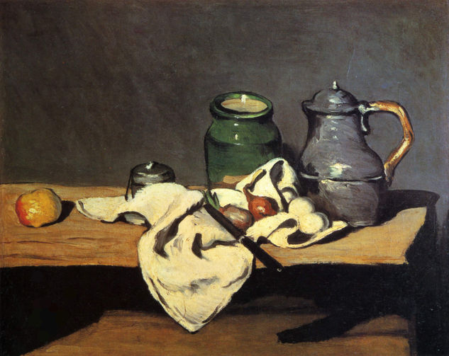 Still Life with Green Jar and Tin Candleholder 