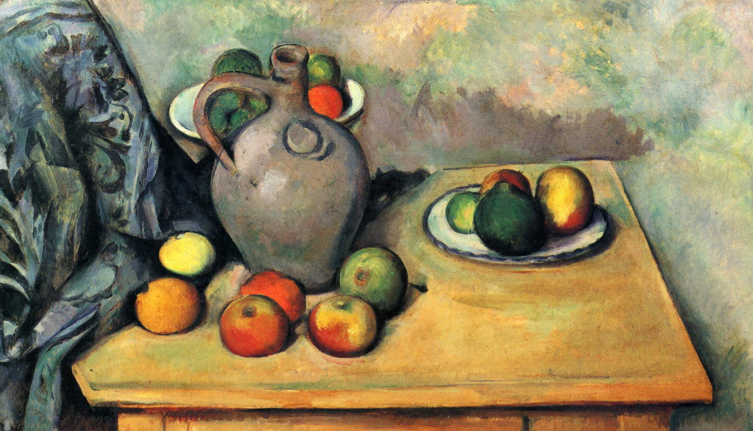 Bodeg n Jarra Y Frutas En Una Mesa Paul Cezanne Artelista