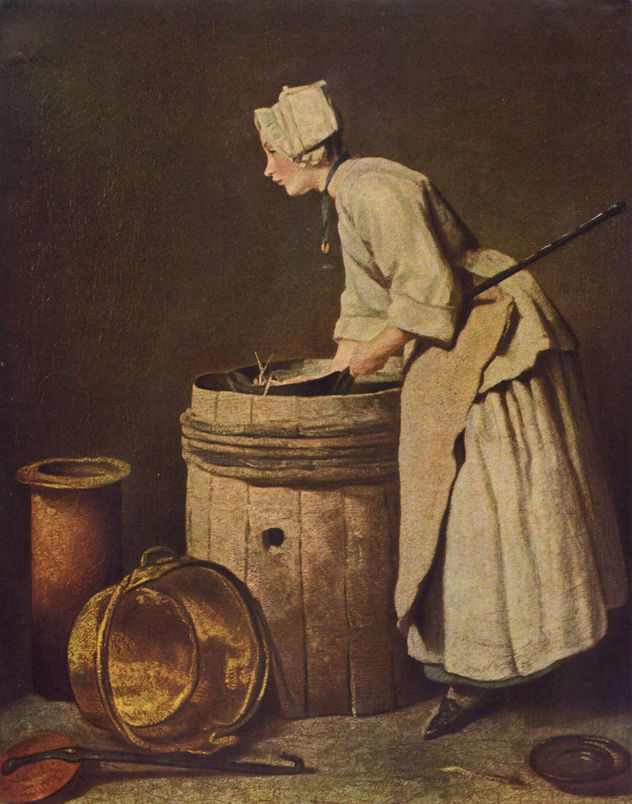 Mujer, fregando los platos