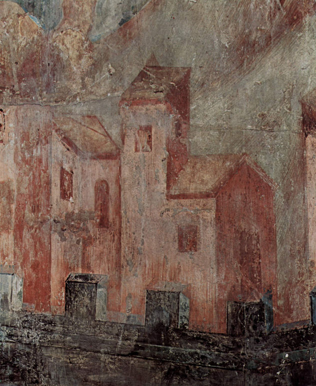 Frescos en la iglesia superior de San Francisco en Asís, transepto sur, escena.