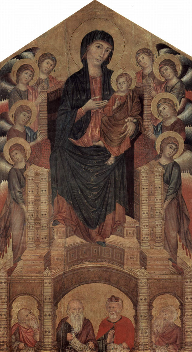 Thronende Madonna con ocho ángeles y cuatro profetas