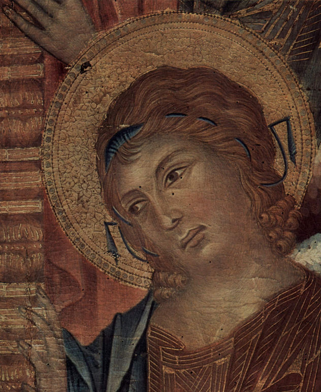 Thronende Madonna mit acht Engeln und vier Propheten, Detail
