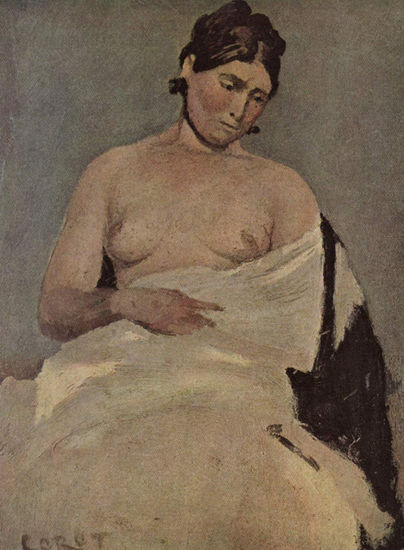 Woman Sitting with Exposed Breast 