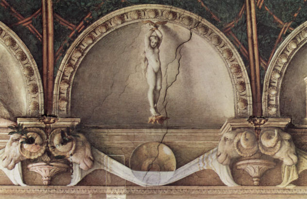 Fresco de techo en el monastrio de monjas de San Paolo en Parma, luneta, escena
