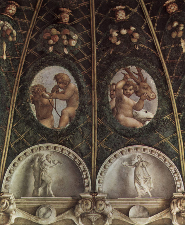 Fresco de techo en el monastrio de monjas de San Paolo en Parma, escena