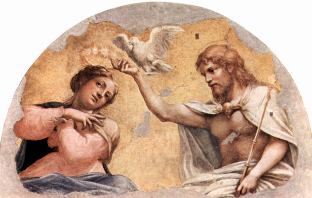 Frescos en la iglésia de San Giovanni Evangelista en Parma, luneta del ábside, escena