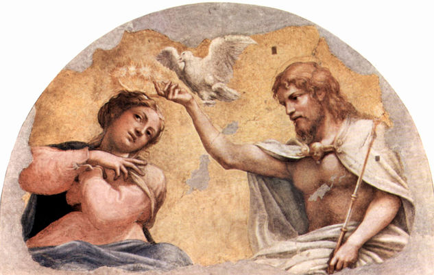 Frescos en la iglésia de San Giovanni Evangelista en Parma, luneta del ábside, escena 