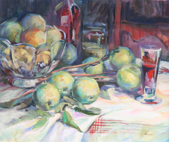 manzanas verdes Oil Canvas Still Life Paintings