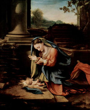 Maria adorando al niño